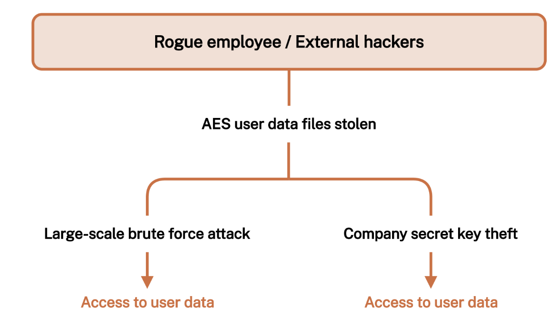 Theft of the central encryption key or data store