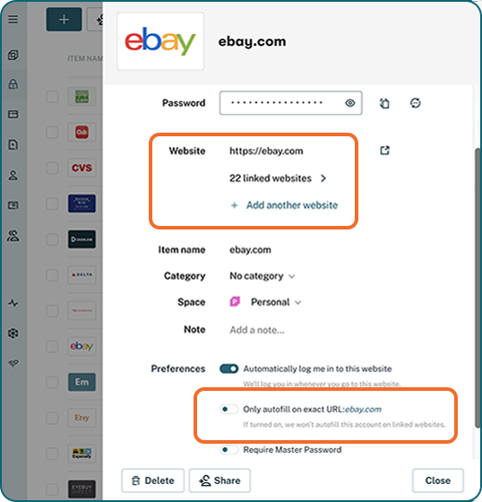 spur Lover Push down Manage linked websites and subdomains – Dashlane